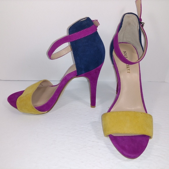 color block heel sandals